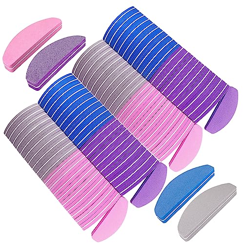 GigaGround 80 Pcs Multicolor Nail Buffers Double Sided 100/180 Grit Portable & Washable
