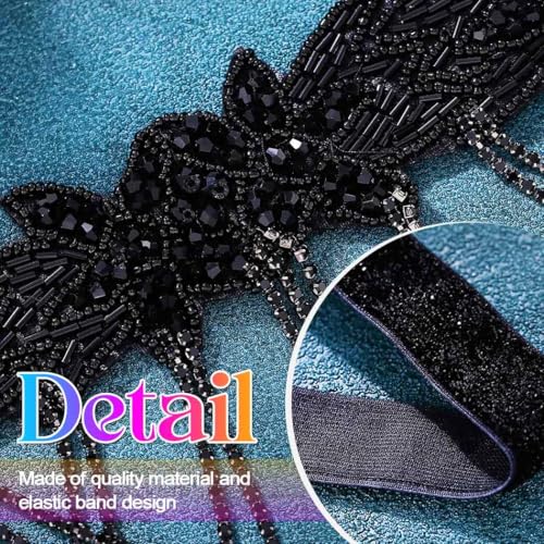 GORTIN 1920s Flapper Headpiece - Black Rhinestone Headband (1 Count)