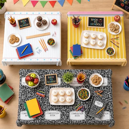 3-Pack Back to School Tablecloths - Large Disposable Rectangular Covers