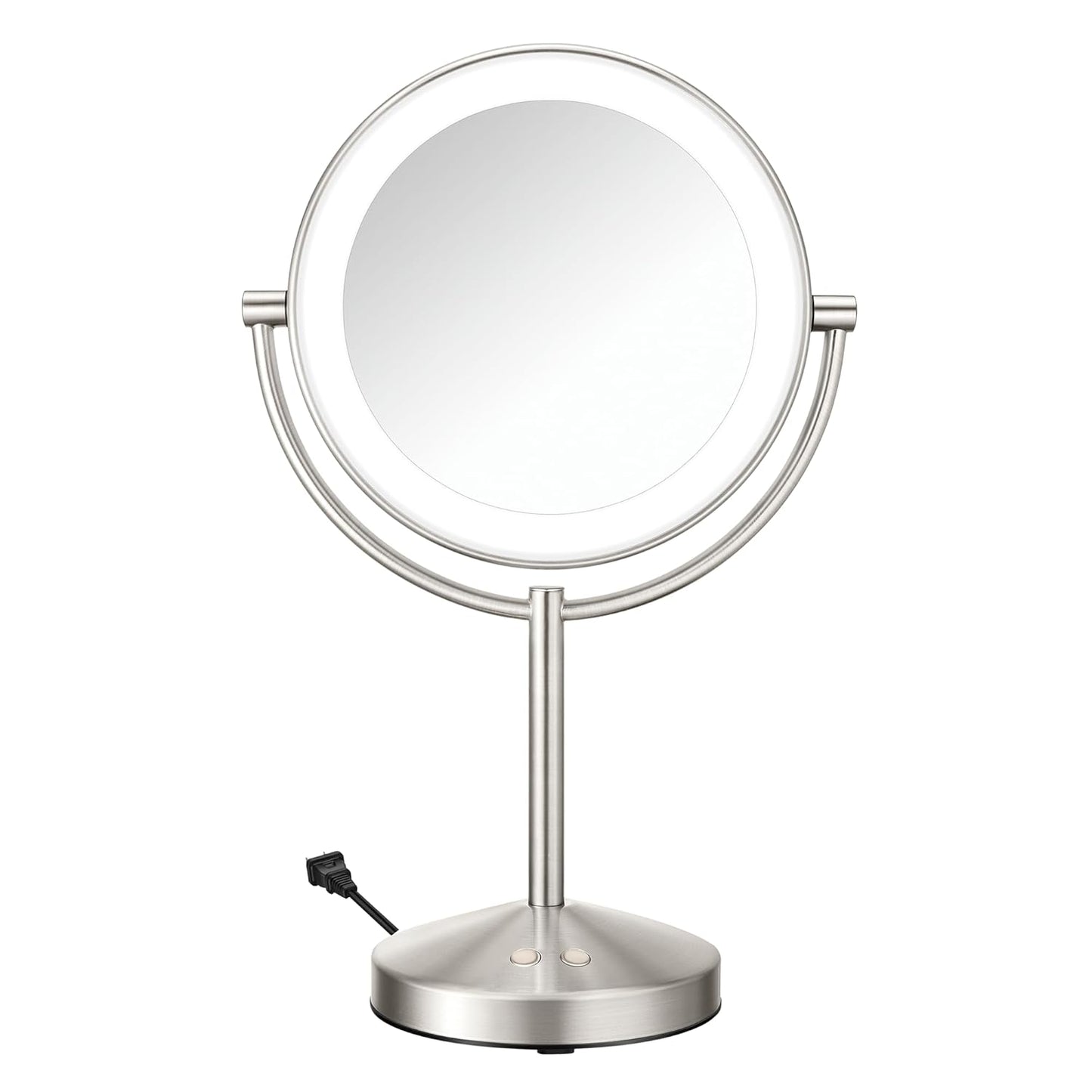 Conair Lighted Makeup Mirror - Double-Sided LED Vanity Mirror with 1X/10X Magnification & 3 Light Settings | Brushed Brass Finish