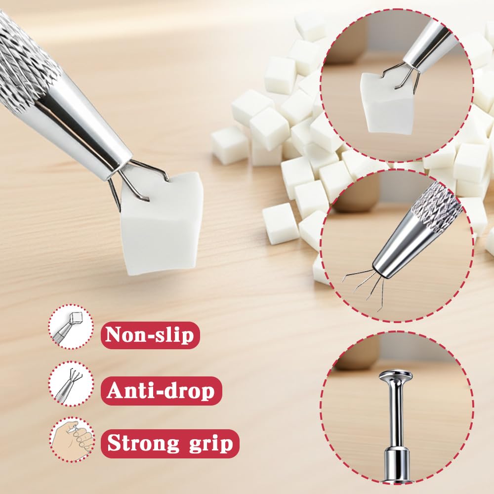 Nail Sponges 100 Pcs Nail Art Sponges Nails Sponges for Ombre with Grabbing Pen and Storage Case for DIY Nails Art Tools Accessories Supplies Design Manicure Professional Salon and Home Use, White
