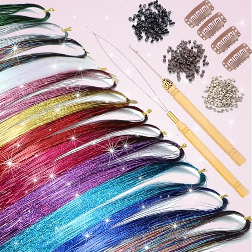 22 Color Hair Tinsel Kit - 8800 Strands Glitter Extensions