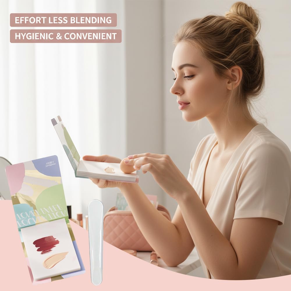 Liquid Paper Makeup Mixing Palette - 3PCS Disposable Wet Palette with Mixing Stick | 100 Sheets for Nail Art & Makeup