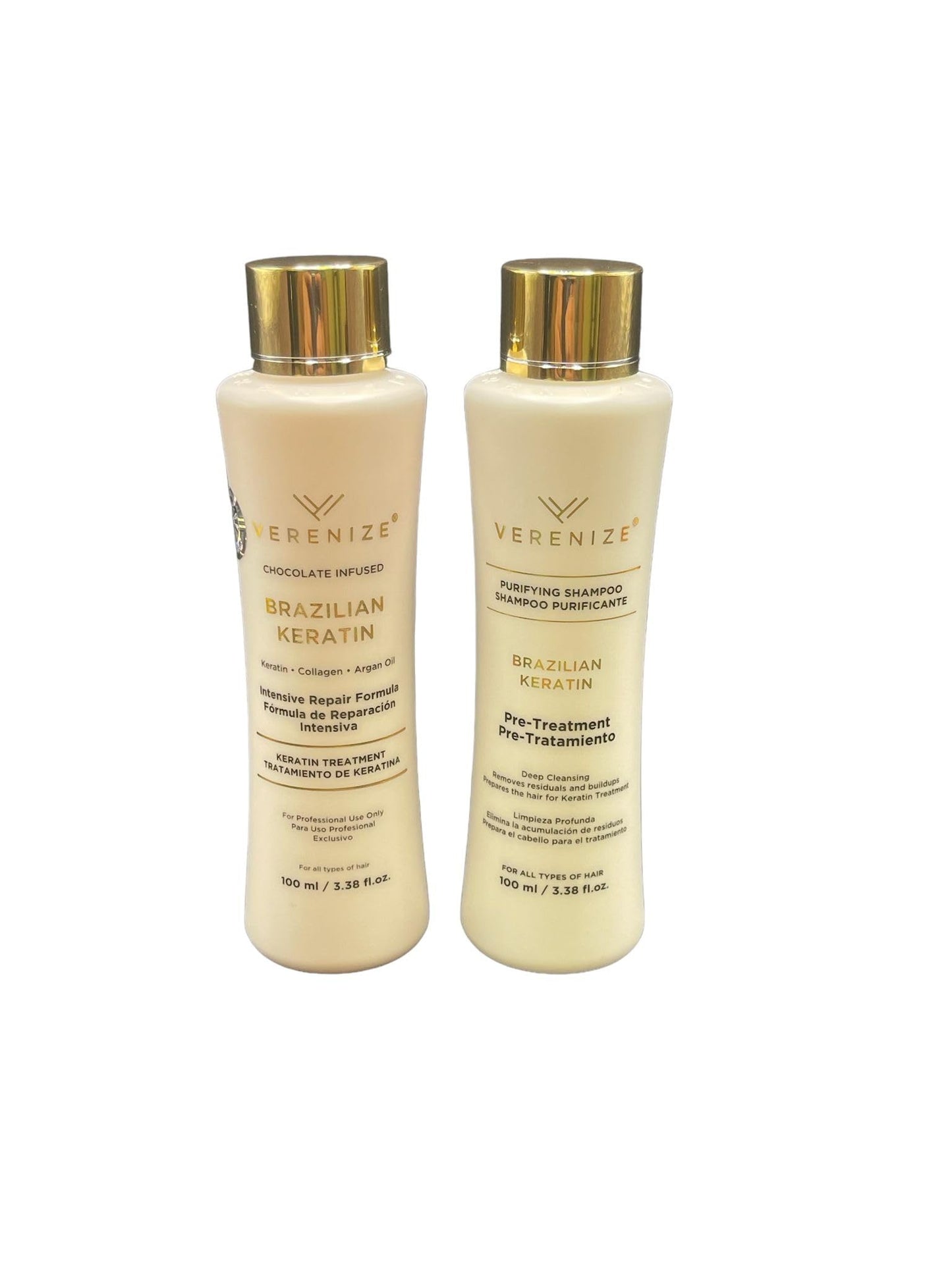 Verenize Brazilian Keratin Hair Treatment Set, Professional Smoothing and Straightening System, 7 Pieces | Before & After Care!