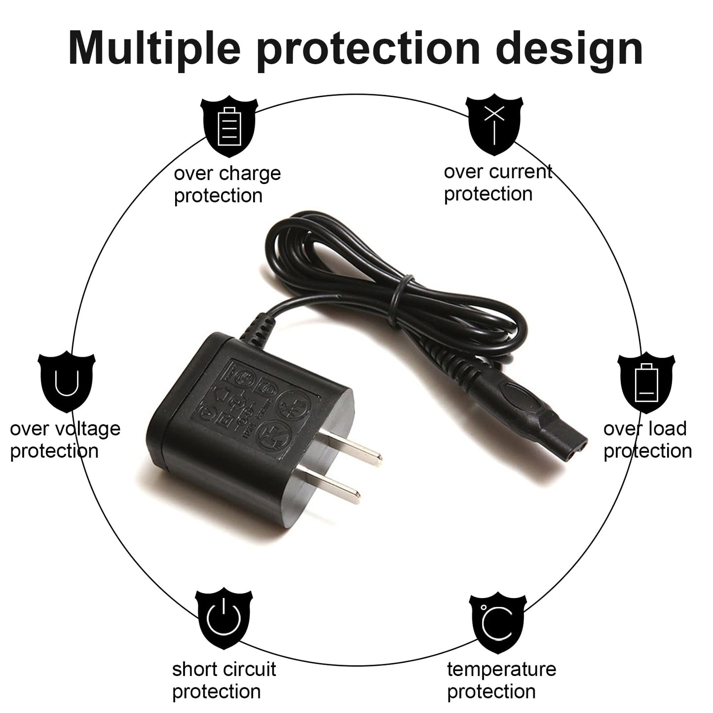 LinMei HQ8505 Power Cord for Philips QP6520 QP6530 MG7750 MG5750 3000 5000 6000 7000 9000 Series Electric Beard Trimmer, Shaver and Groomer
