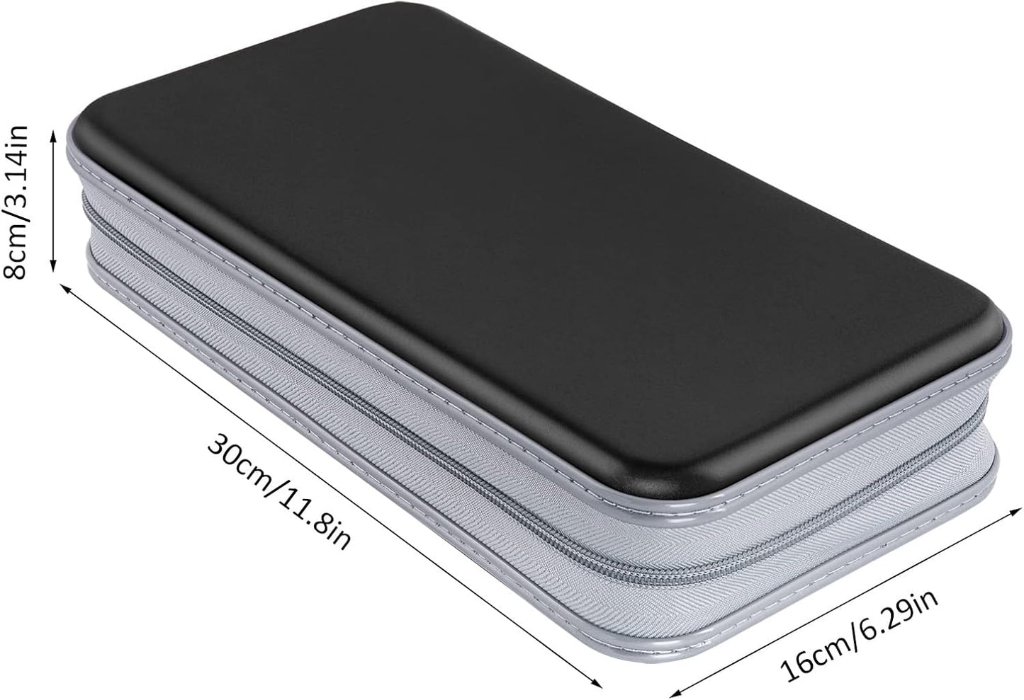 CD/DVD Wallet Holder - 80 Capacity Hard Plastic Case for Travel | Portable Zipper Storage Bag (Black)