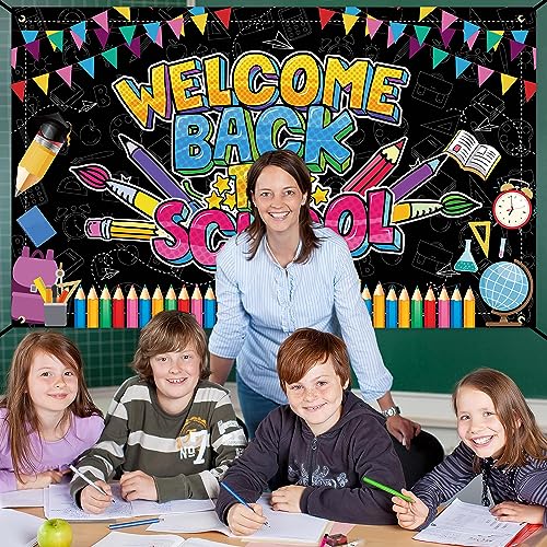 Welcome Back to School Banner - Large 72x43 Inch Backdrop for Classroom Decor