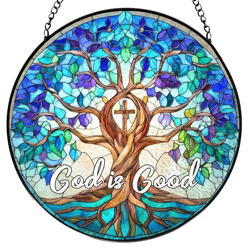 Tree of Life Stained Glass Sun Catcher - 7.9 Inch Window Decor