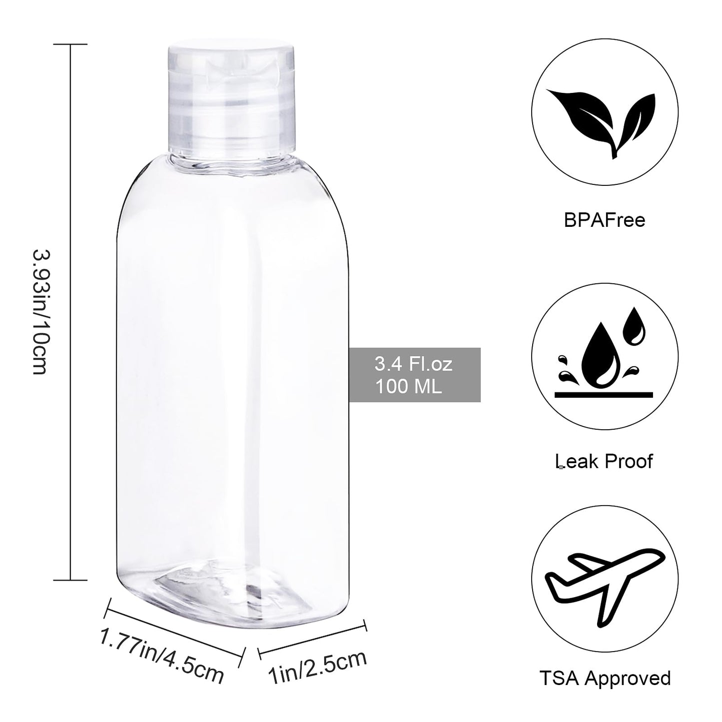 Cosywell 6pcs 3.4oz TSA Approved Clear Travel Shampoo Bottles
