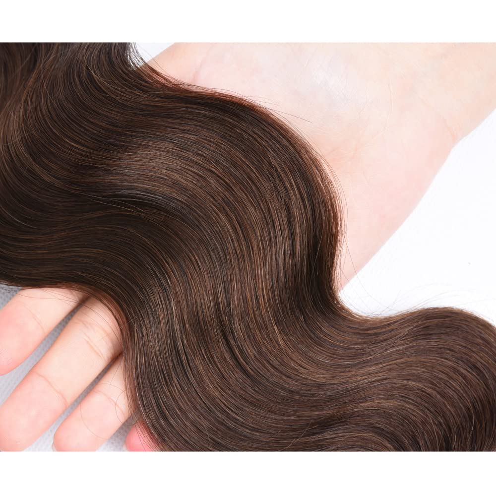 #4 Chocolate Brown Bundles Human Hair Body Wave Bundles 30 32 34 Inch 3 Bundles Brazilian Remy Hair 50 Grams/Bundle Unprocessed Virgin Hairs Dark Brown Body Wave Bundle Weaves Extensions