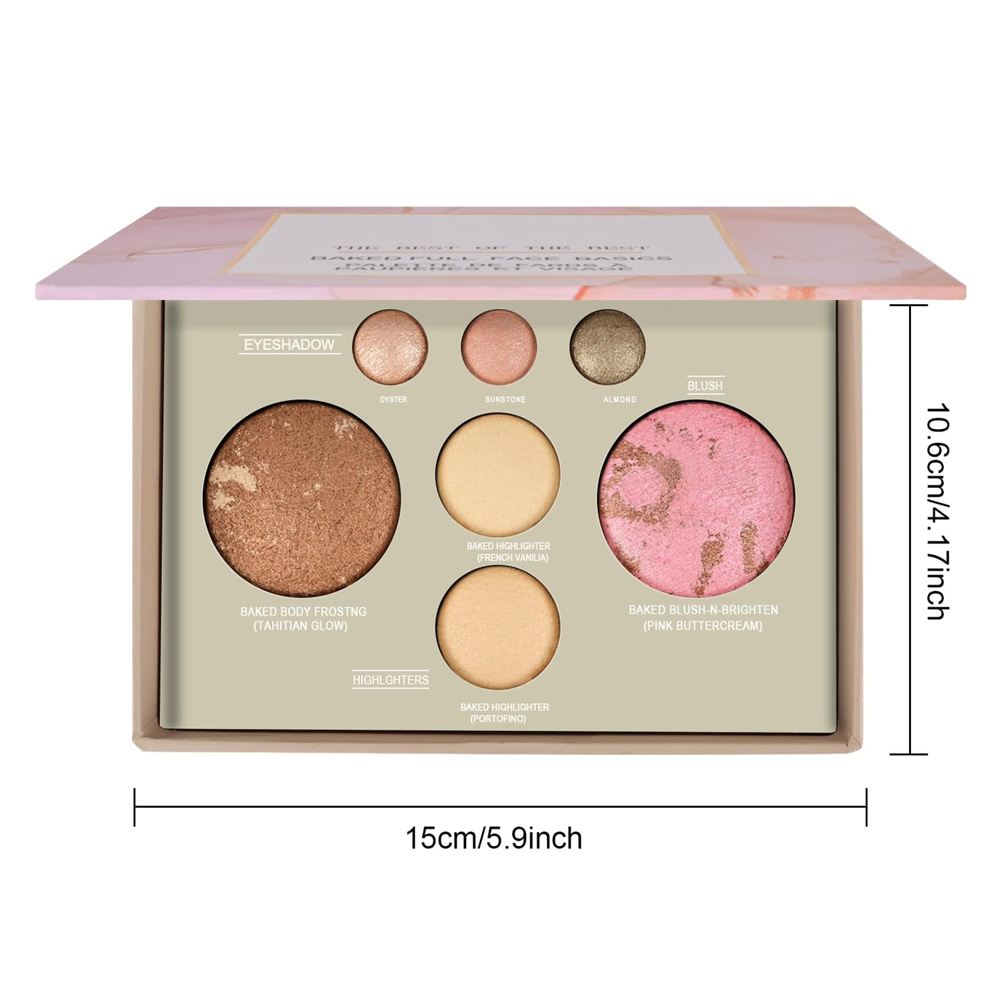 FREEORR Best Baked Makeup Palette with Bronzer, Highlighter, Blush and Eyeshadow, Smooth Velvet Highly Pigmented, Long Lasting Travel Compact, 7 Colors All in One Makeup Palette Gift Kit for Women