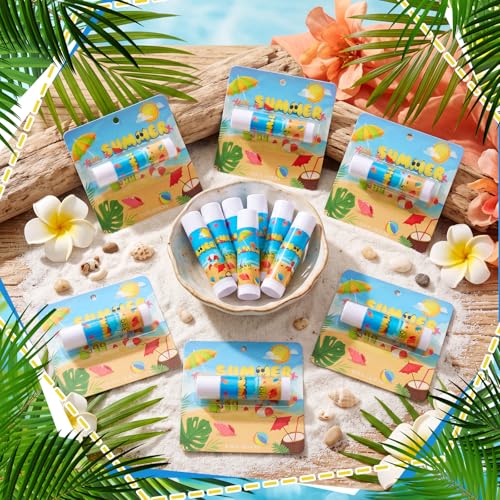 Demissle 12 Pack SPF 30 Lip Balm Summer Party Favor with Cute Beach Designs