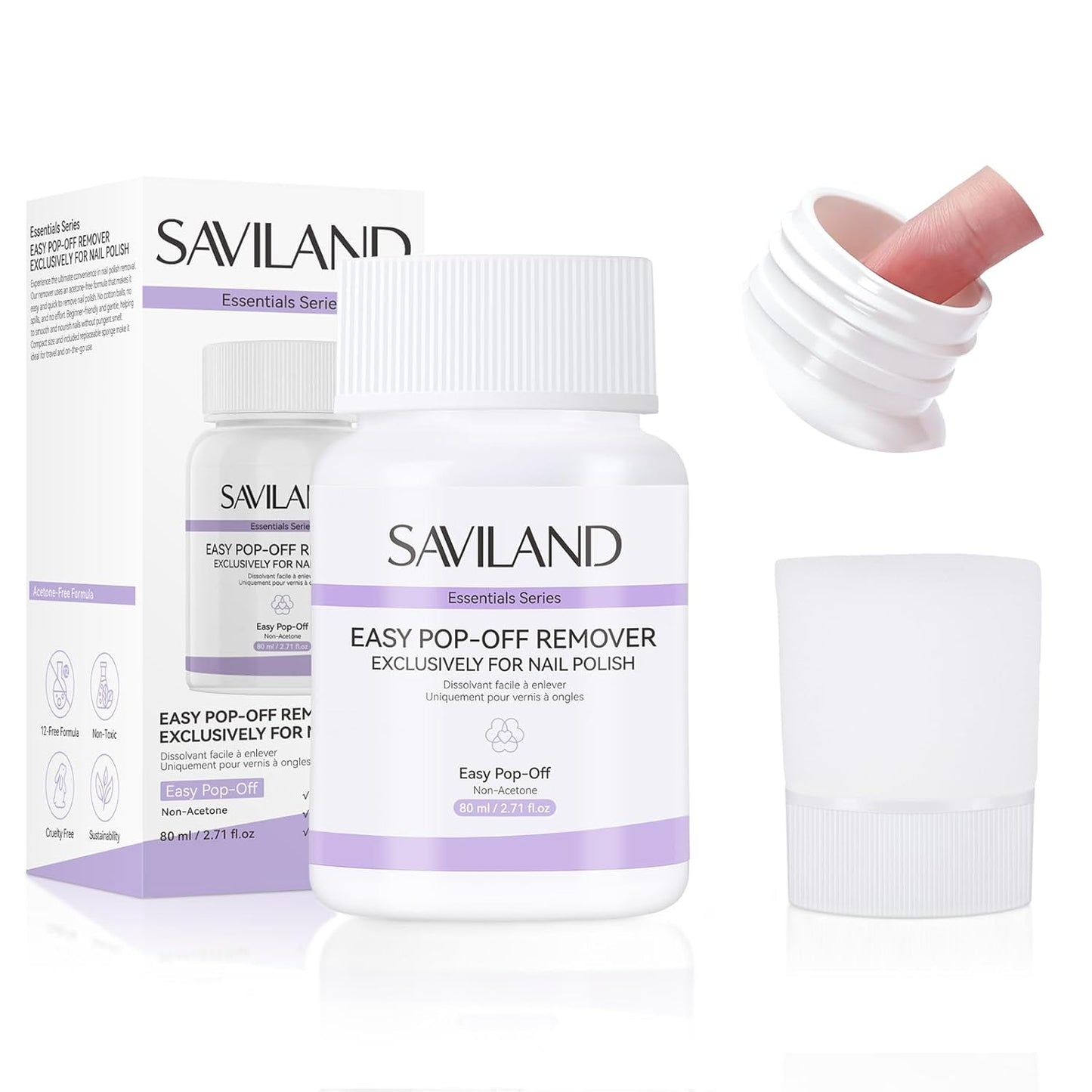 SAVILAND Non-Acetone Nail Polish Remover Pot - Quick & Easy Gentle Removal for Regular Polish | 80 ML