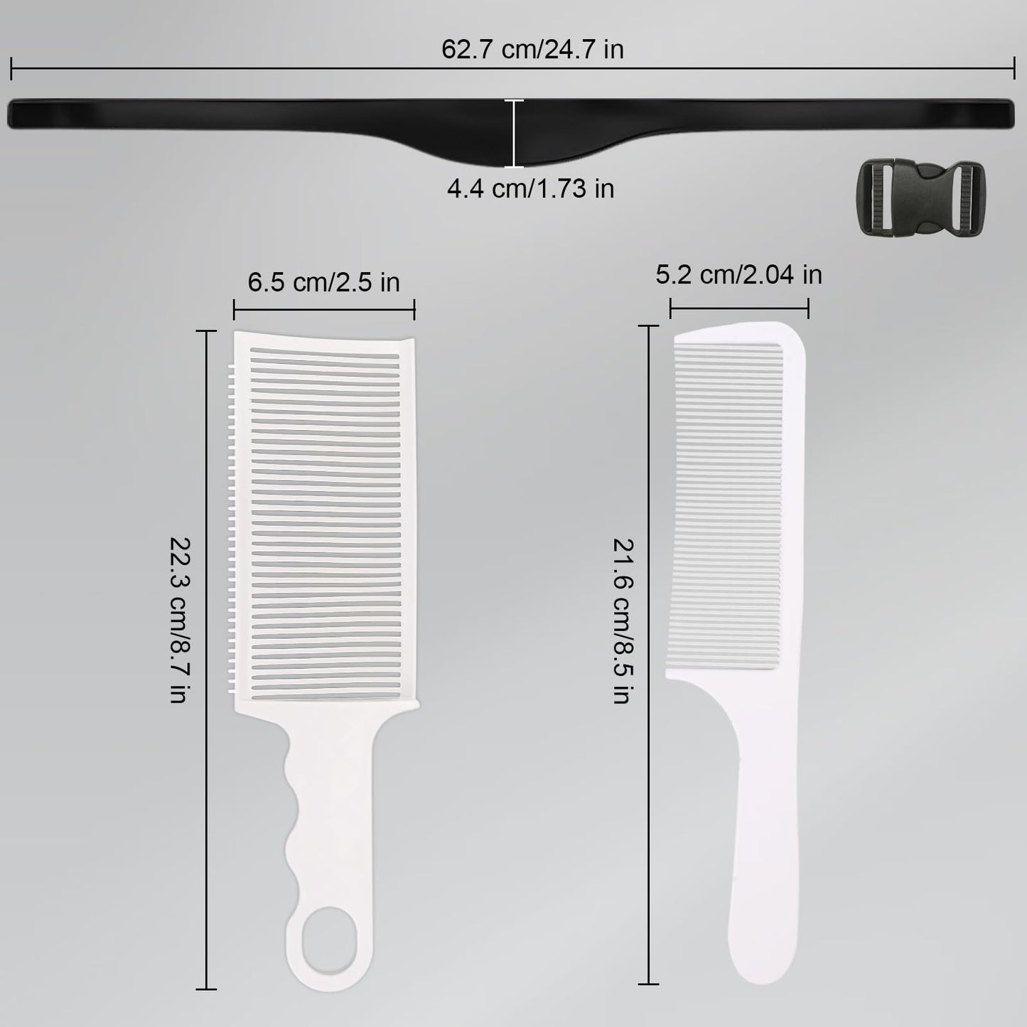 FOWSRHRG Fade Hair Trimming Guide for Men Haircut, Adjustable Silicone Curved Haircut Band, Curved Positioning Comb and Flat Top Comb for Home DIY Haircuts, Self Haircut Kit Guide Salon Styling Tools