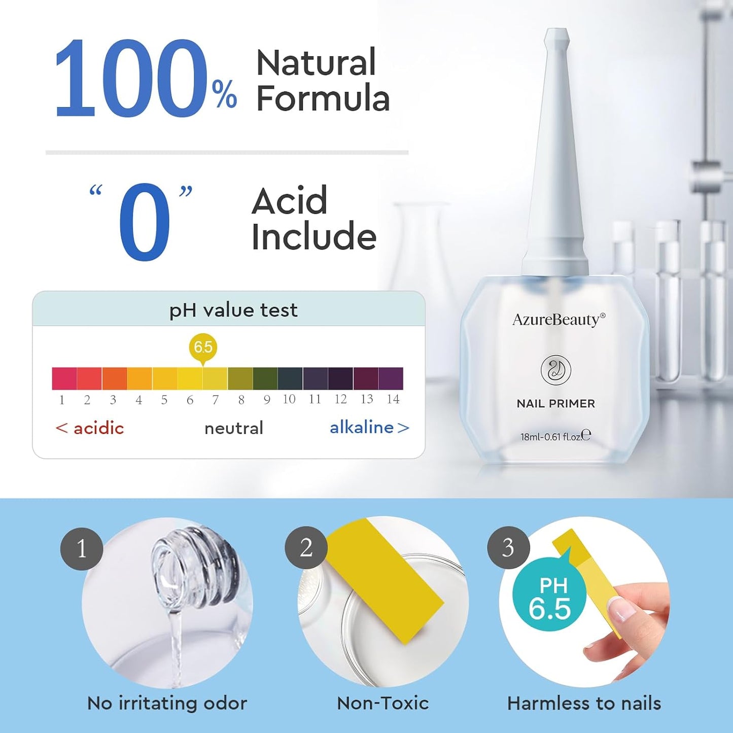 AZUREBEAUTY Nail Dehydrator & Primer Kit - Acid-Free, Hema-Free, Quick Dry | 18ml for Long-Lasting Gel & Acrylic Manicures