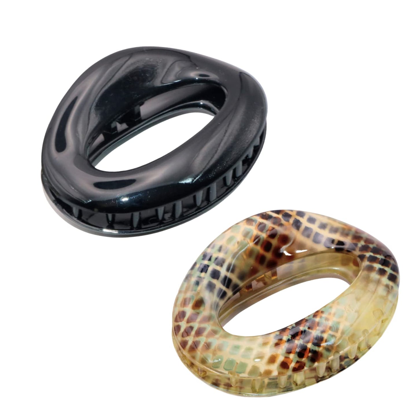 Parcelona French Flat Tube Cutout Small 2 1/2" Celluloid Set of 2 No Slip Grip Jaw Hair Claw Durable Styling Women Hair Accessories Girls Hair Claw Clips