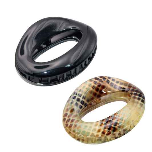 Parcelona French Flat Tube Cutout Small 2 1/2" Celluloid Set of 2 No Slip Grip Jaw Hair Claw Durable Styling Women Hair Accessories Girls Hair Claw Clips