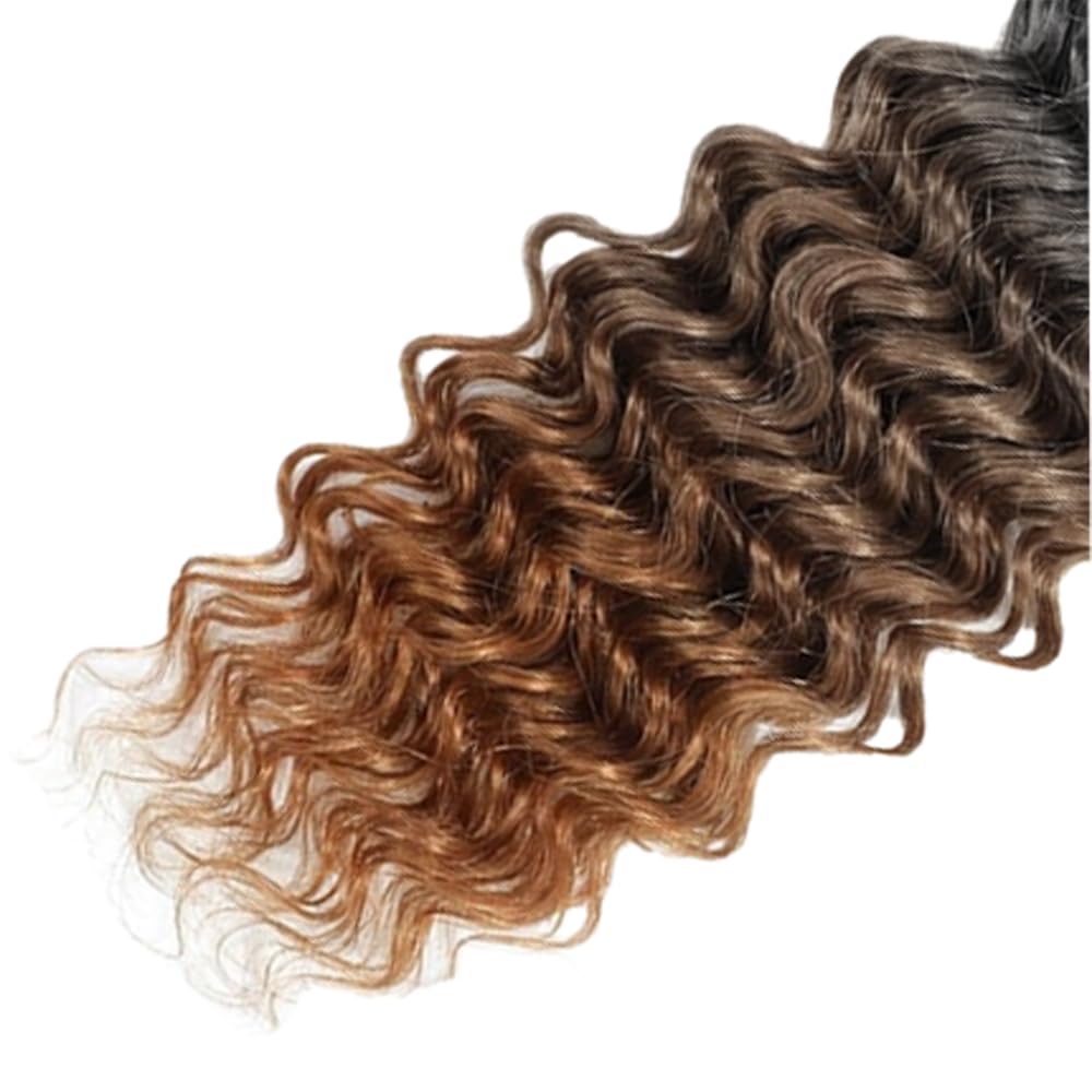 1B430 Deep Wave Bundles Human Hair Chocolate Brown Bundles Human Hair 8A Brazilian Virgin Remy Hair 3 Bundles 28 30 32 Inch 4/30 Bundles Dark Brown Loose Wave Bundles No Tangle Hair Extensions