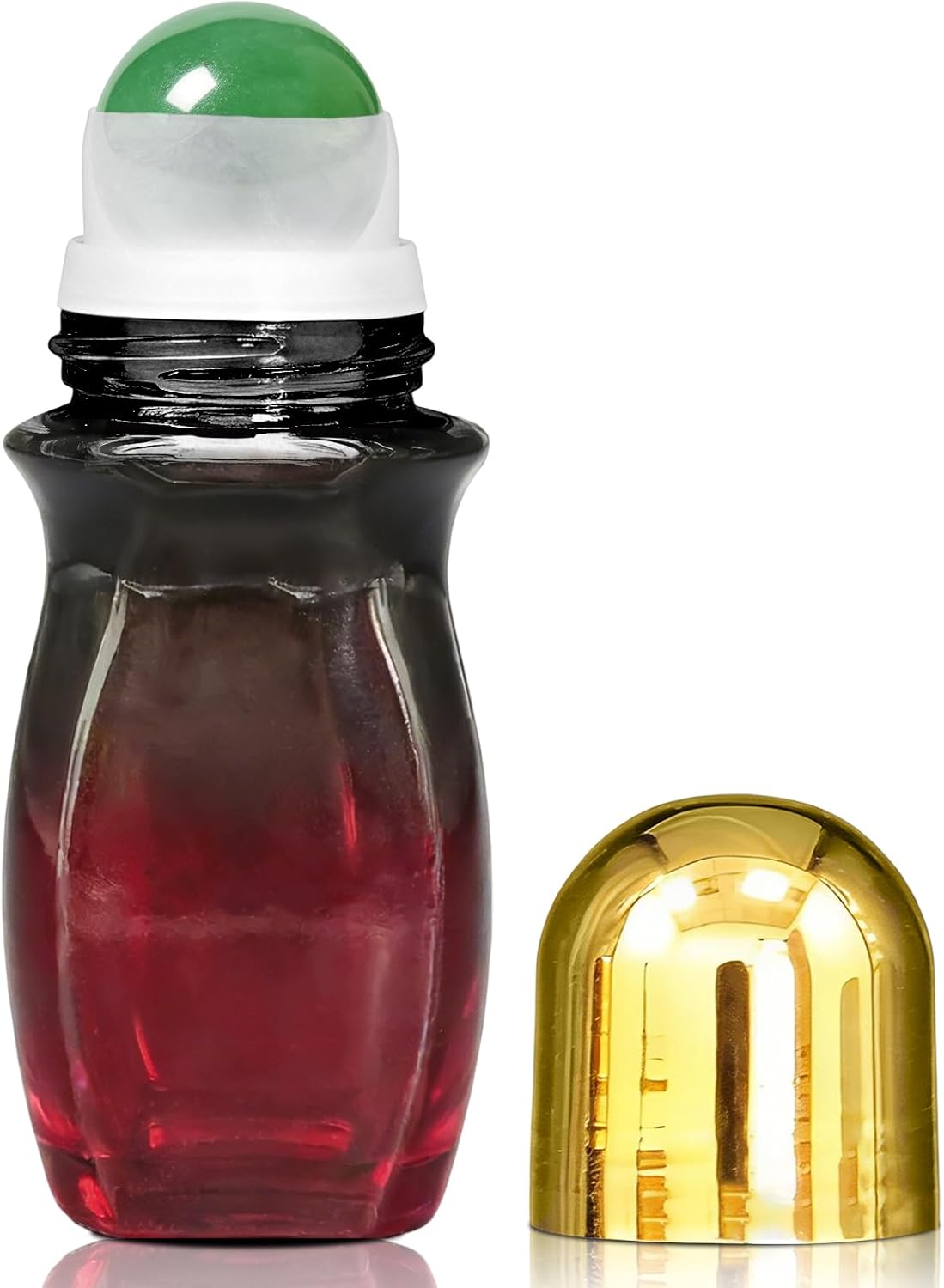 Rose Quartz Roller | 30ml Refillable Amber Glass Essential Oil Bottles - Leak-Proof Travel Perfume Container with Gold Caps