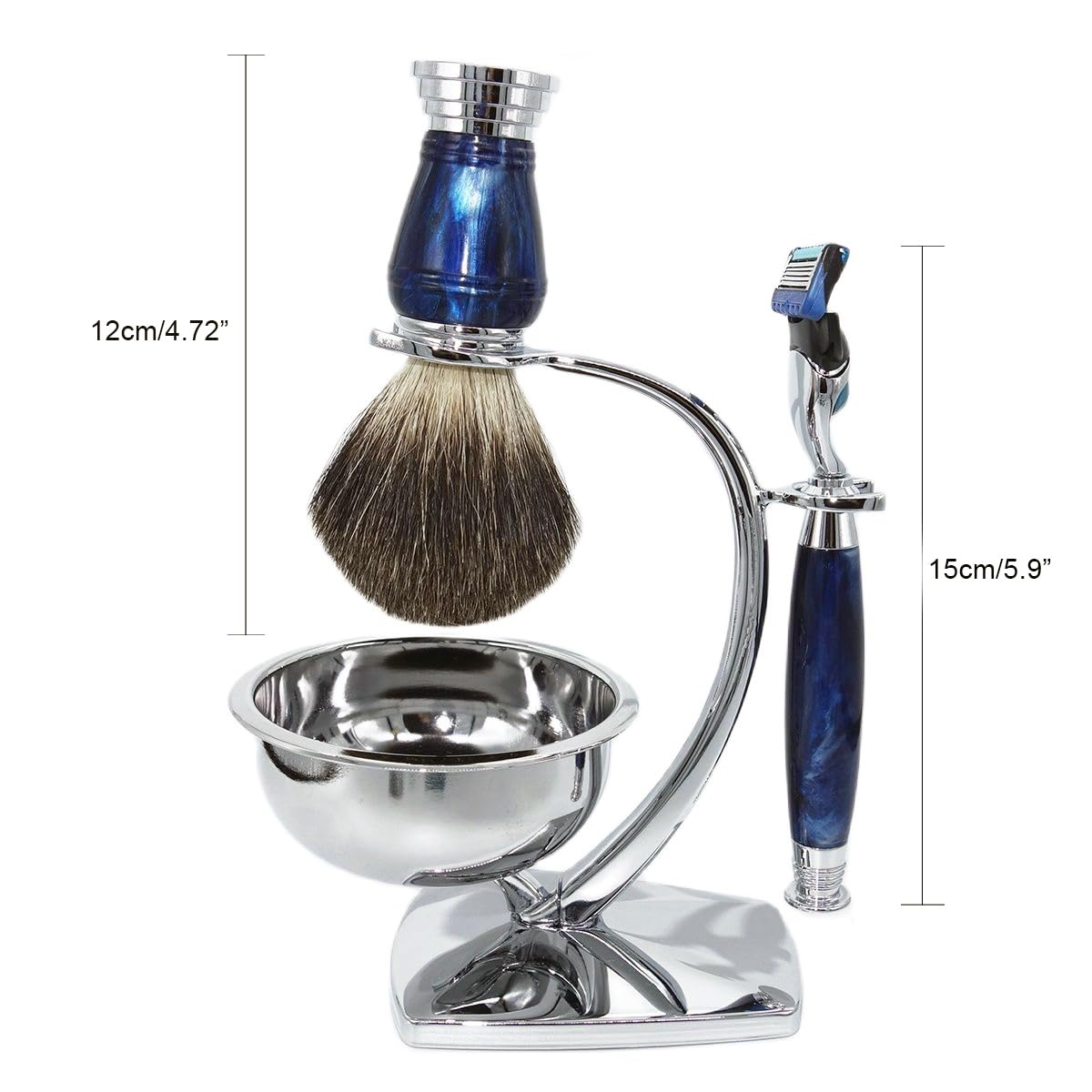 Magyfosia Wet Shaving Kit,Double Edge Safety Razor with 10 Blades,Badger Hair Brush,Stand Holder,Stainless Steel Lather Bowl,Grooming Set for Men