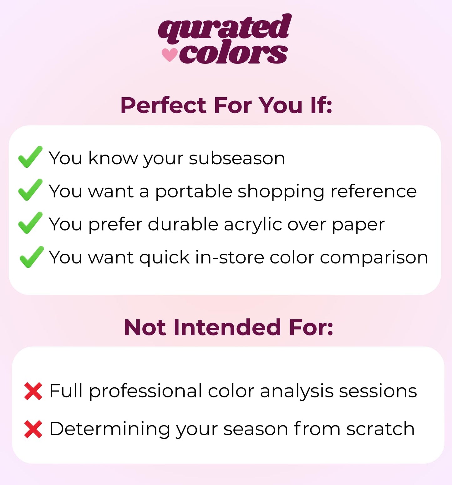 Qurated Colors Universal Autumn Makeup Color Guide – Eyeshadow, Lip, Blush & Eyeliner Palette Reference Card – Acrylic Seasonal Color Tool (Autumn)