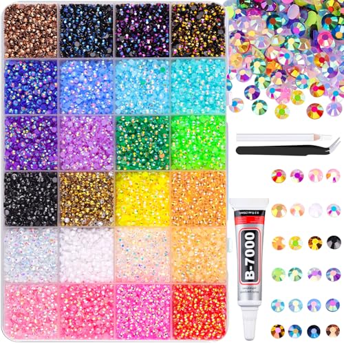 32000 Pcs Multicolor 3mm Resin Rhinestones & B7000 Glue Kit