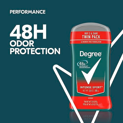 Degree Original Protection Deodorant Intense Sport 3 oz Pack of 2 – Long-Lasting Men's Odor Protection