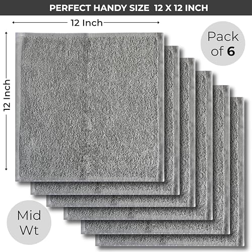 LIVINATI Soft Cotton Wash Cloths - 12 Pack, 12"x12" for Face & Body