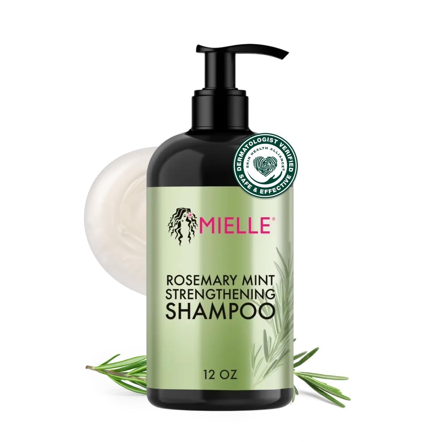 Mielle Organics Rosemary Mint Biotin Shampoo - Strengthening & Moisturizing Hair Care for All (12 oz)