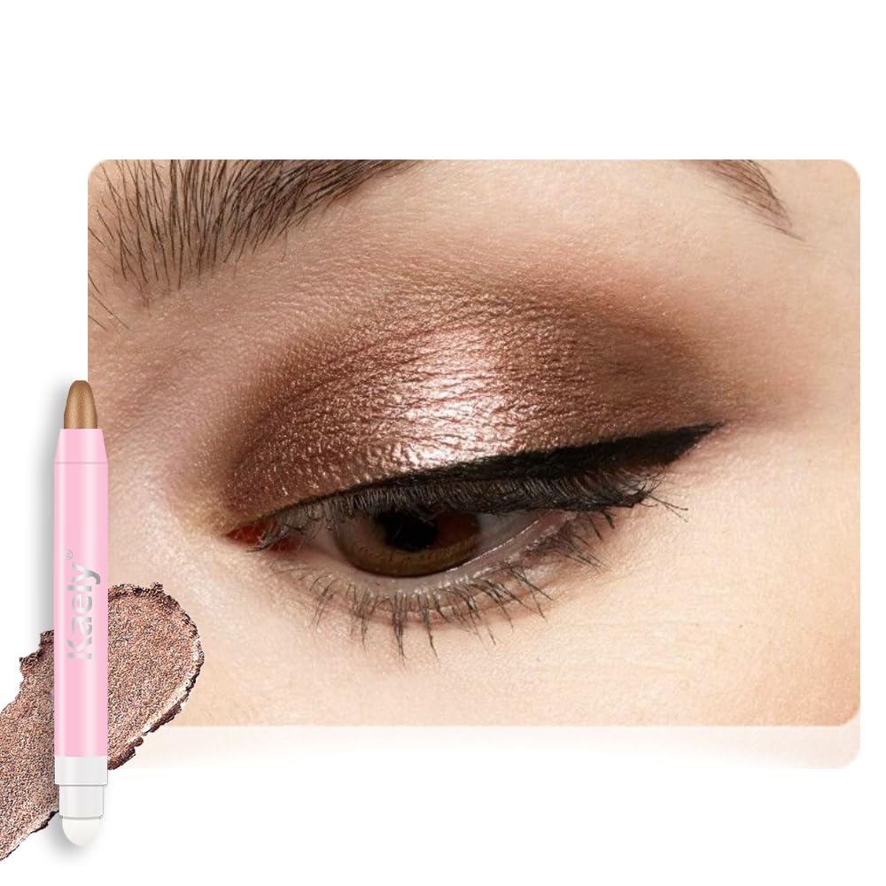Monochrome Cream Glitter Eye Shadow Stick Palette - 2-in-1 Waterproof Eyeshadow & Eyeliner Pencil for Mature Women | Vegan & Cruelty-Free | 06 Shimmer Dark Brown