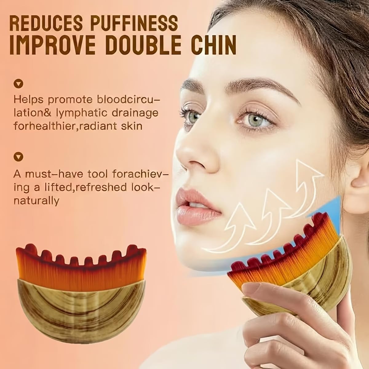 Portable Lymphatic Drainage Face Brush - Ergonomic Facial Sculpting Tool for Jawline Contouring, Multi-Functional Skincare Brush with Soft Nylon Bristles, Suitable for Home & Professional Use