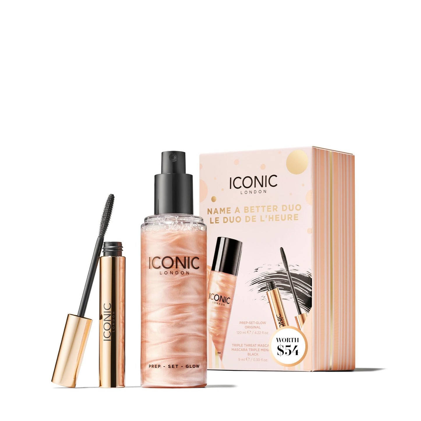 ICONIC LONDON Name a Better DUO Gift Set | Includes Triple Threat Mascara and Prep-Set-Glow Original
