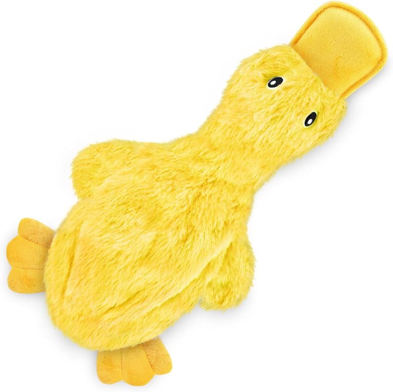 Interactive Squeaky Dog Chew Toy - Crinkle Duck for Small, Medium & Large Dogs | Durable Fetch Toy (Yellow)
