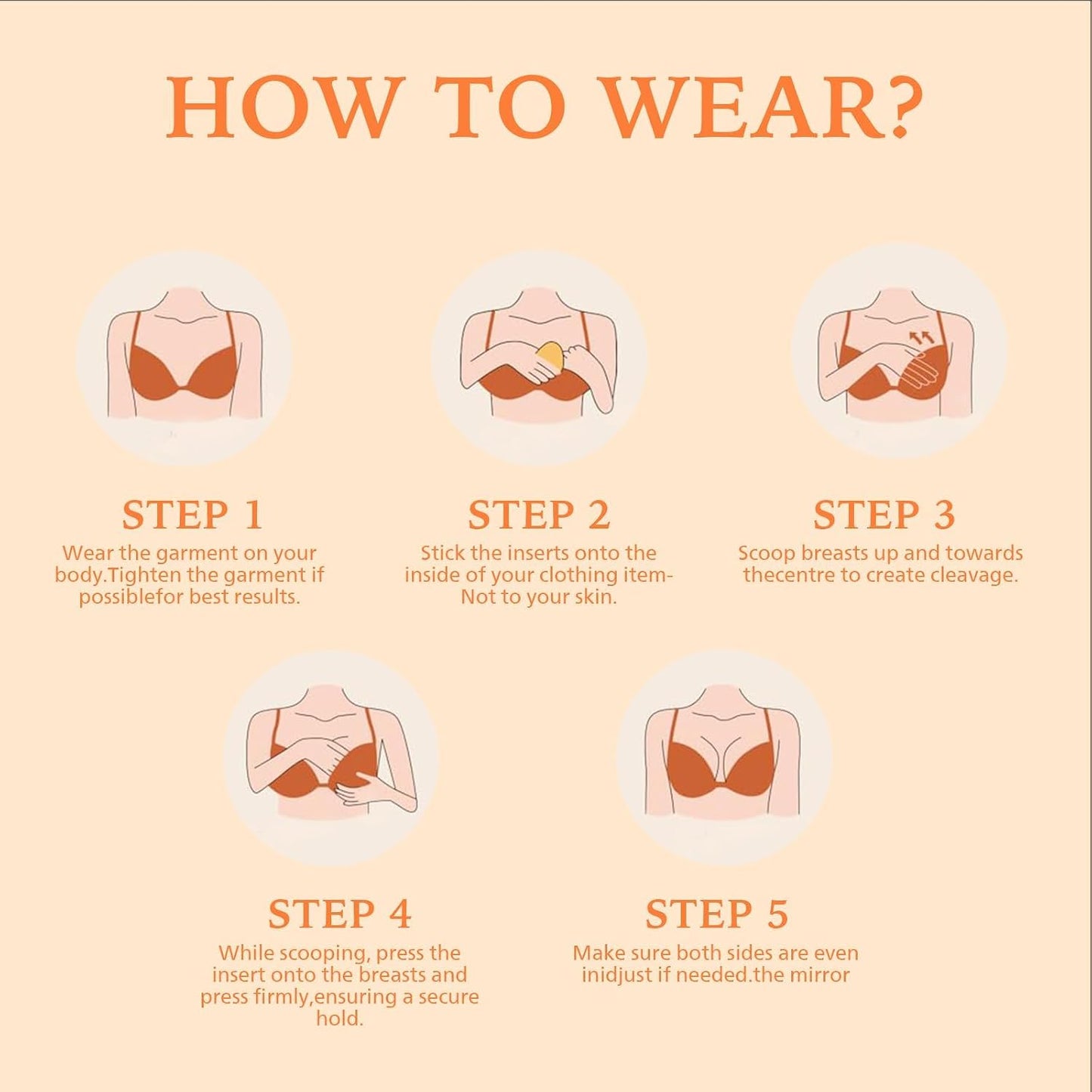 Push-Up Sticky Bra Inserts for Women - Reusable Strapless Waterproof Adhesive Pads