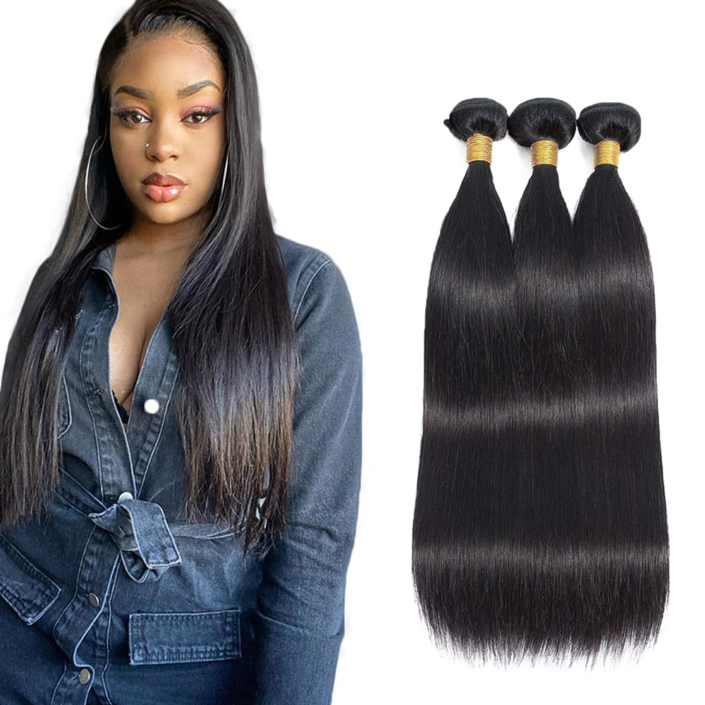 Straight Bundles Human Hair Black Human Hair Bundles Straight Black Bundle Unprocessed Virgin Bundle 150g 14 16 18 Inch