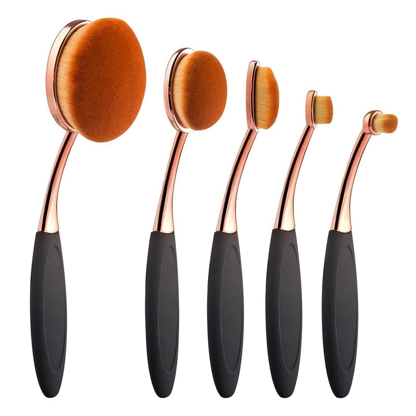 Oval Foundation Brush Set - 5 Pcs Toothbrush Makeup Brushes for Fast, Flawless Liquid & Cream Application