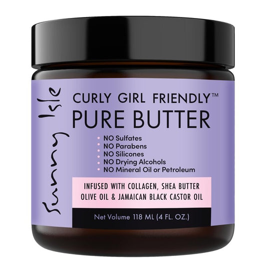 Sunny Isle Curly Girl Friendly Hair Butter for Dry Hair & Scalp, Moisturizing Hair & Skin, Jamaican Black Castor Oil & Shea Butter, Olive Oil, Seals Moisture for Curly, Coily & Natural Hair, 4oz
