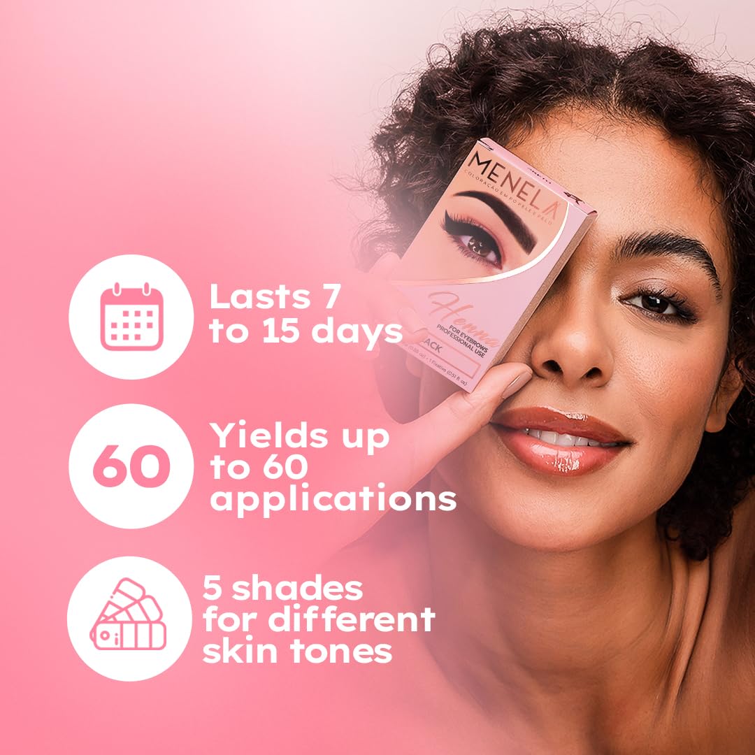 MENELA Dark Blonde Eyebrow Henna Kit – Henna for Eyebrows – Eyebrow Dye & Henna for Brow – Natural Vegan Ammonia-Free – Up to 60 Applications, 2.5g Henna & 15ml Fixer, Bamboo Extract