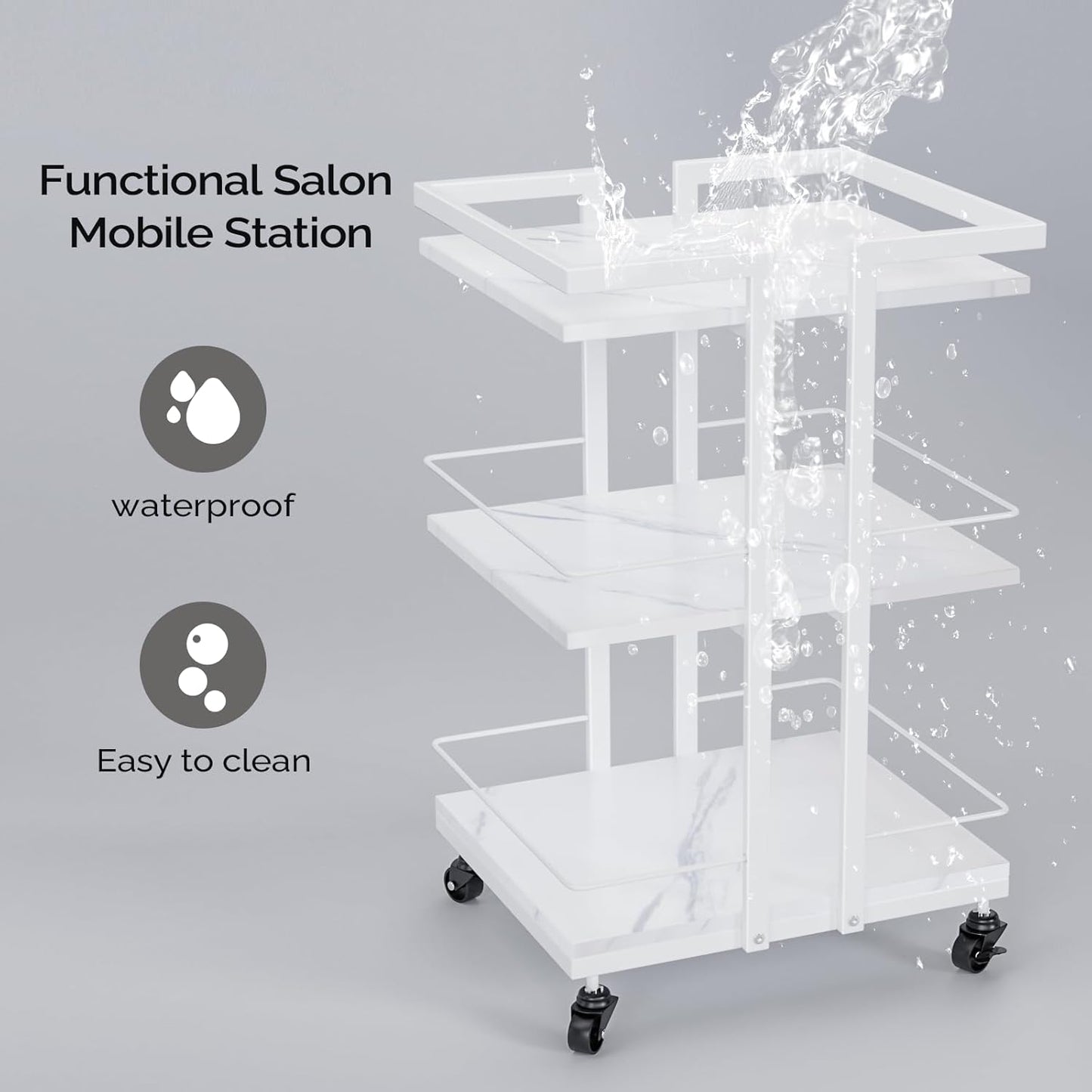 Esthetician Cart - Rolling Salon Trolley with Wheels | Mobile Beauty Storage Organizer for Spa & Massage, White