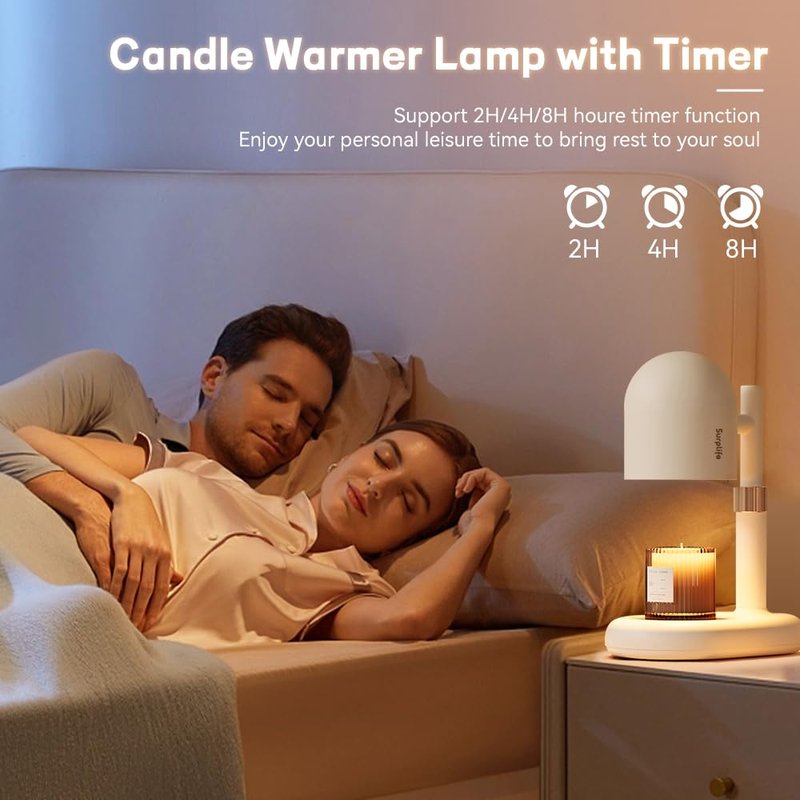 LISUNAR Candle Warmer Lamp with Timer & Dimmer, Adjustable Height Candle Warmer for Jar Candles, Wax Melt Lamp for Home Decor & Gifts, Off White, 2 Bulbs
