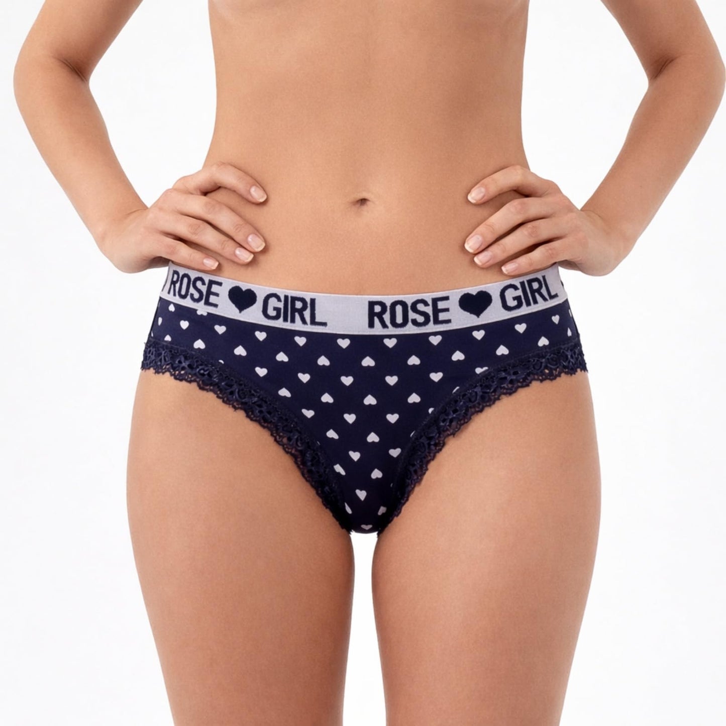 Women’s Cotton Bikini Underwear, 1 Pack Letter Waistband Panties with Lace Trim, Soft Breathable Sports Briefs Black