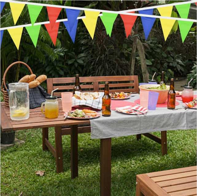 Vibrant Pennant Banner - 64-Piece Triangle Flag Garland for Parties