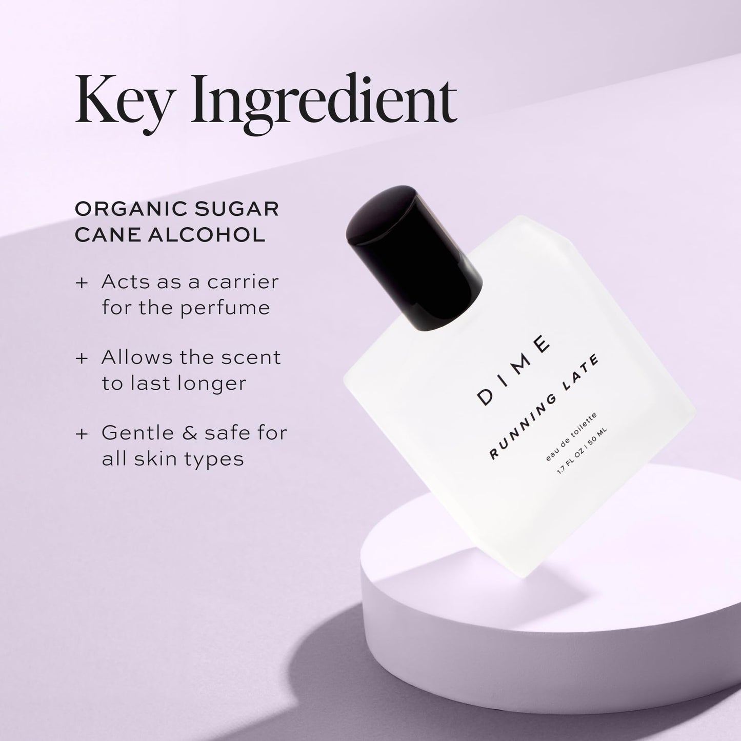 DIME Beauty Perfume Running Late - Fresh Citrus Floral Perfume for Women with Bergamot, Black Currant, Jasmine & Sandalwood, Energizing Clean Hypoallergenic Eau de Toilette, 1.7 oz / 50 ml