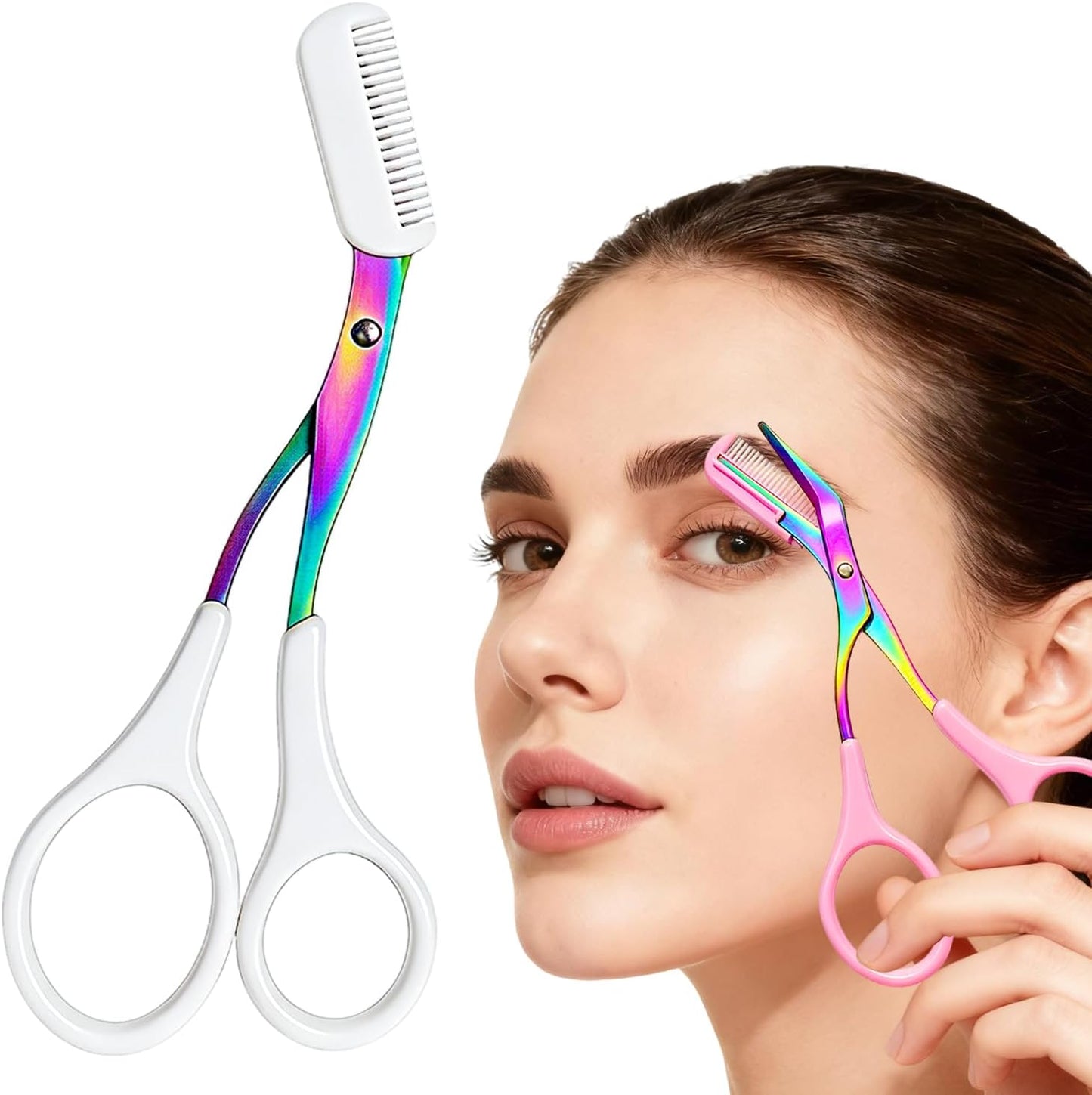 Eyebrow Trimmer Scissors - Stainless Steel Precision Cutter for Hair Removal | 2-in-1 Professional Tool with Comb for Men & Women