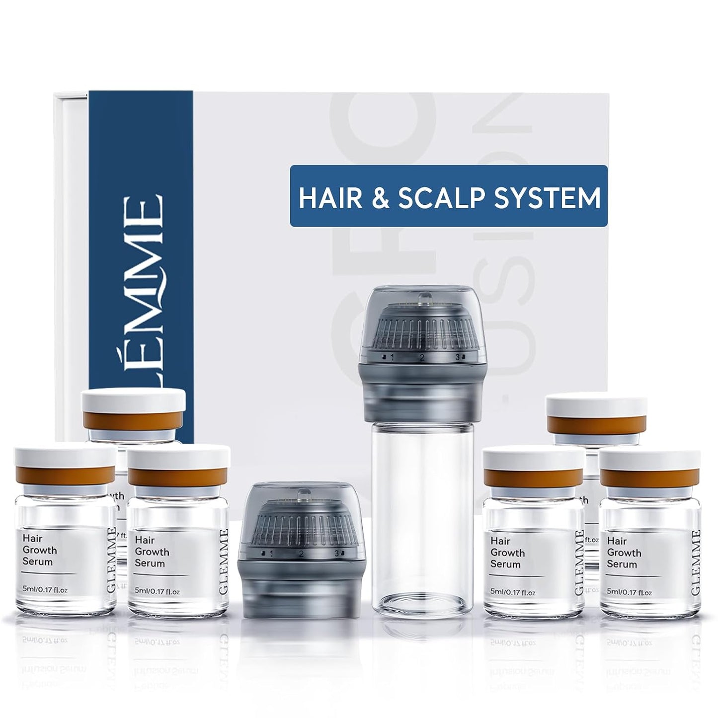 Micro Infusion System - Titanium Microneedle Derma Stamp with Biotin Peptides Serum | 0.25mm Scalp Treatment for Thicker Hair