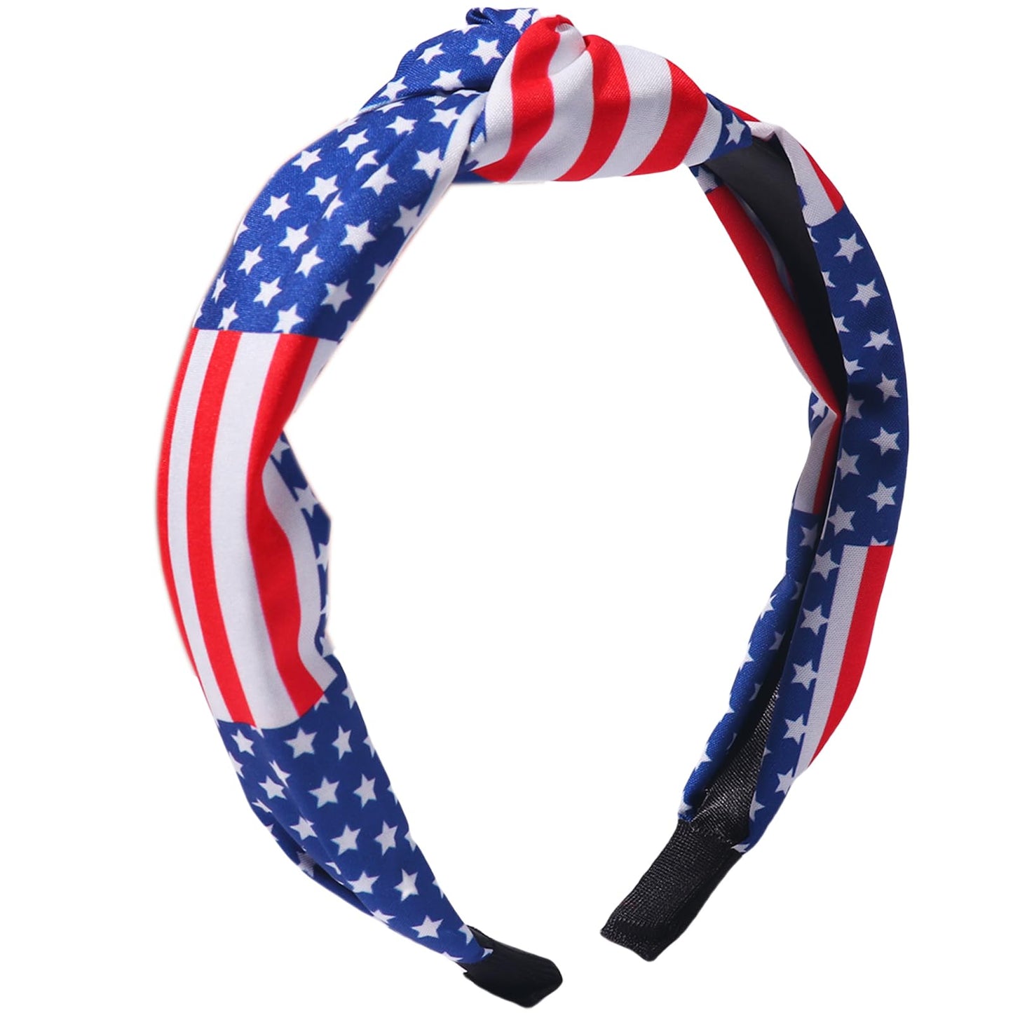 BELSITA 4th of July Headband Patriotic Hair Accessories for Women Girls USA Flag Stars Hair Band Non Slip Wide Knotted Head Band Independence Day Decor Supplies 1 Pcs