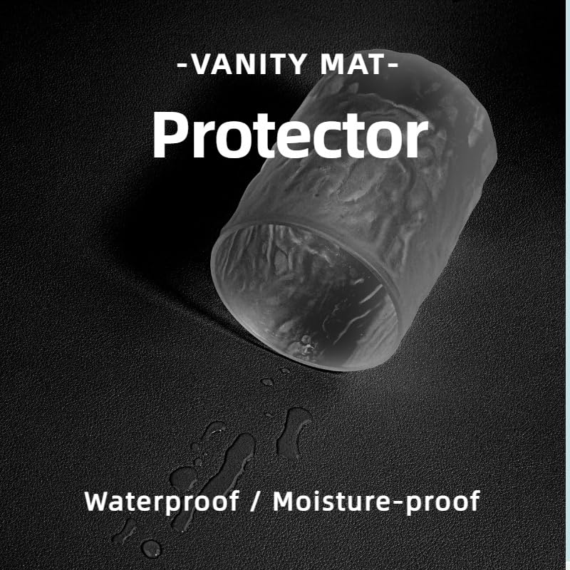 Black Waterproof Makeup Mat - Easy Clean PU Leather Vanity Protector