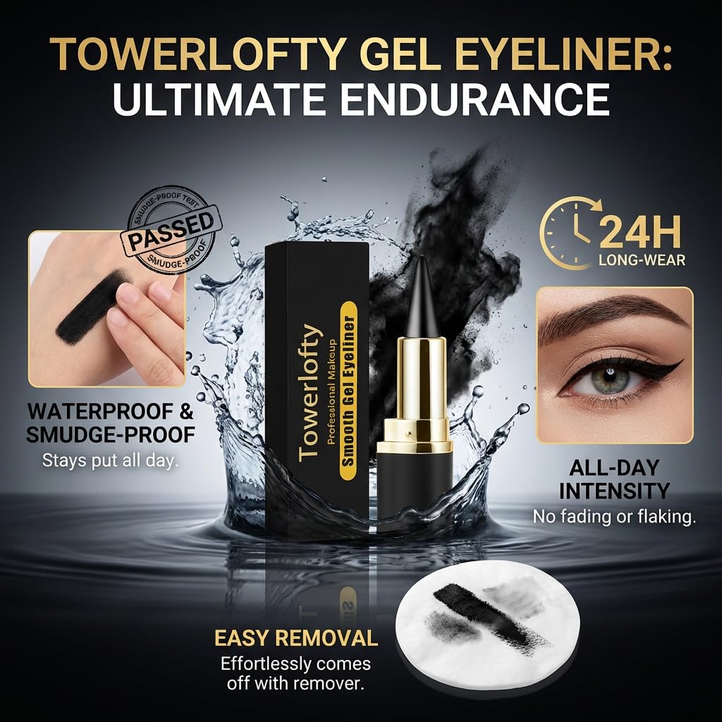 Gel Eyeliner Pencil, Natural Black Eyeliner Cream for Waterline, Long Wear Crayon Eye Liner Waterproof Smudge Proof, Smokey Eye Eyeshadow Palette Gothic Halloween Makeup Set Four Colors (Brown)