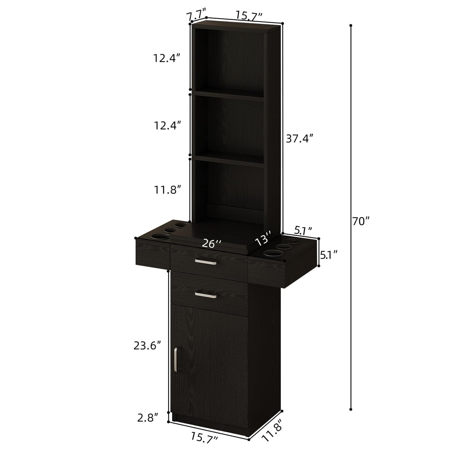 4ever2buy Salon Station for Hair Stylist, Black Barber Station Hair Salon Station, Hair Station Equipment Hair Dryer Holder, Black