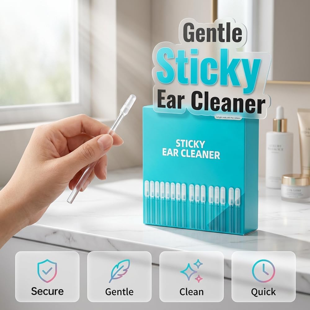 Reusable Sticky Ear Cleaning Sticks - Gentle Adhesive Swabs for Adults | 24pcs, Small